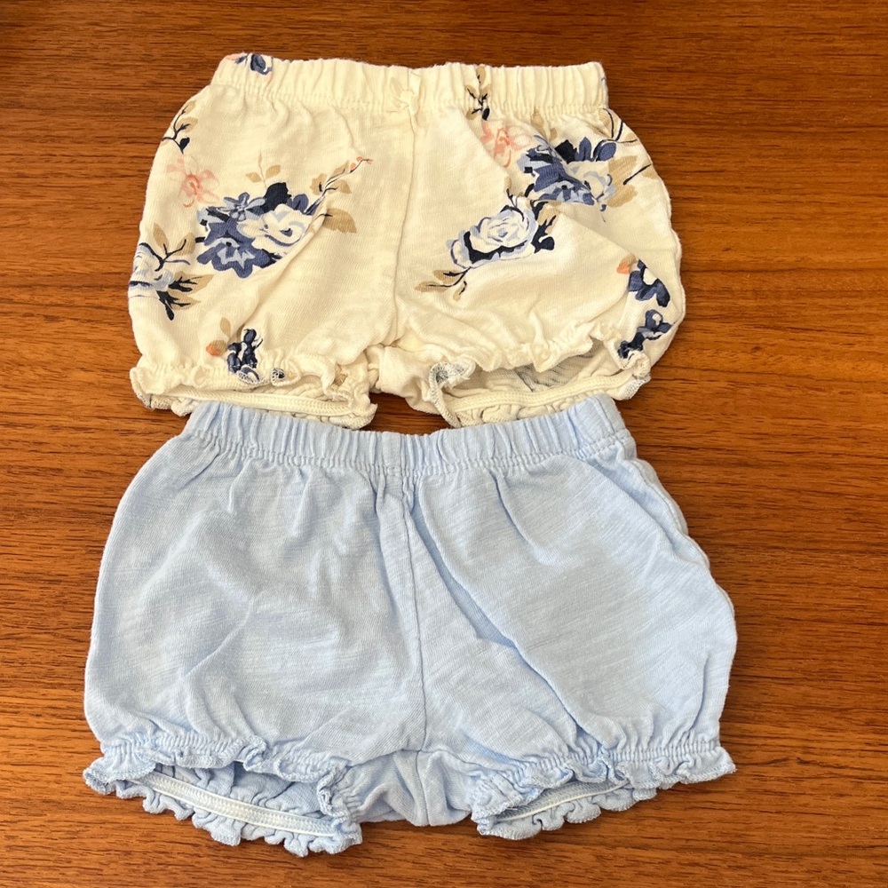 Carter's Cream Floral and Light Blue Ruffle Diaper Covers